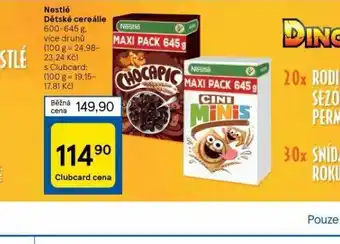 Tesco Nestlé dětské cerelie nabídka