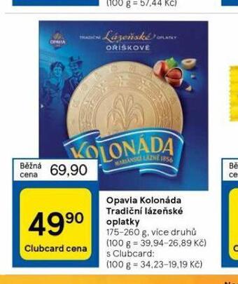 Tesco Opavia kolonáda tradiční lázeňské oplatky nabídka