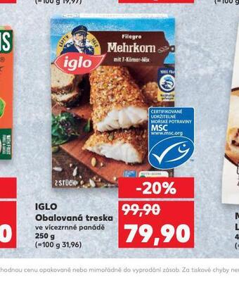 Kaufland Iglo obalovaná treska nabídka