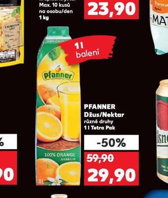 Kaufland Pfanner džus / nektar nabídka