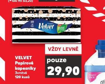 Kaufland Velvet papírové kapesníky nabídka