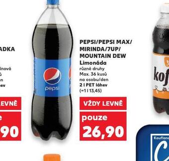 Kaufland Pepsi, pepsi max, mirinda, 7up, mountain dew nabídka