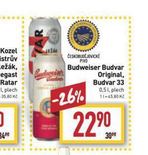 Billa Pivo budweiser budvar original nabídka