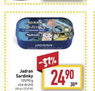 Billa Jadran sardinky nabídka