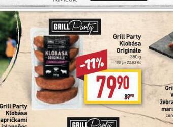 Billa Grill party klobása originale nabídka