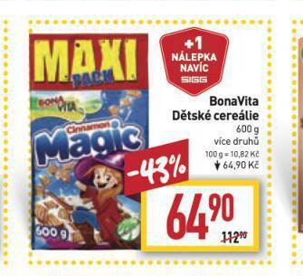 Billa Bonavita dětské cereálie nabídka
