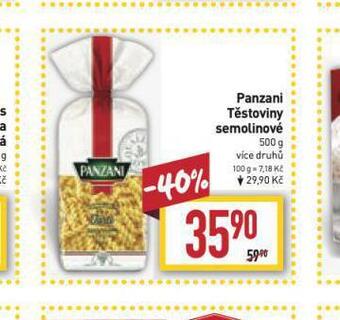 Billa Panzani těstoviny semolinové nabídka