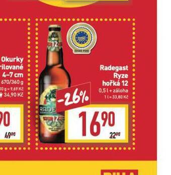 Billa Pivo radegast ryze hořká 12 nabídka