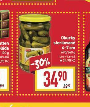 Billa Okurky sterilované 4-7 cm nabídka