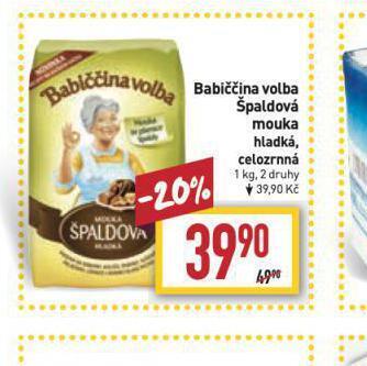 Billa Babiččina volba špaldová mouka hladká, celozrnná nabídka