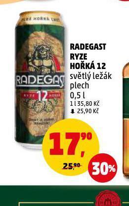 Penny Market Pivo radegast ryze hořká 12 nabídka