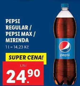 Lidl Pepsi regular / pepsi max / mirinda, 1,75 l nabídka