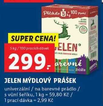 Jelen mýdlový prášek, 5 kg/100 pd