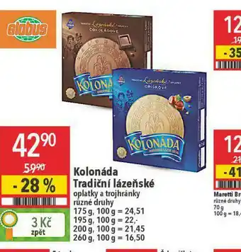 Globus Kolonáda tradiční lázeňské nabídka