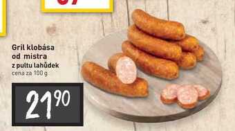 Billa Gril klobása od mistra z pultu lahůdek cena za 100 g nabídka