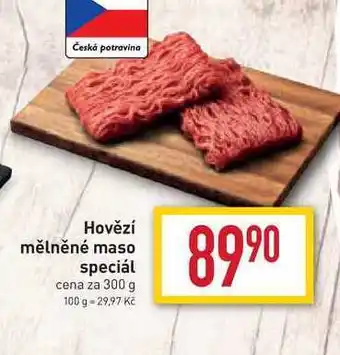 Billa Hovězí mělněné maso speciál cena za 300 g nabídka