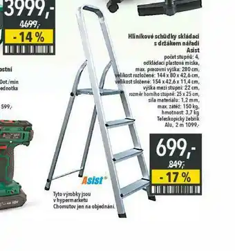 Globus Hliníkové schody skládací s držadlem nářadí asist nabídka
