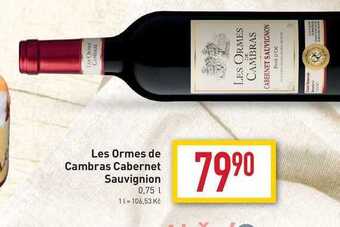 Billa Les ormes de cambras cabernet sauvignion 0,75l nabídka