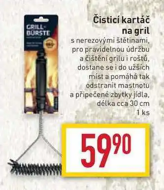 Billa Čisticí kartáč na gril s nerezovými štětinami, pro pravidelnou údržbu a čištění grilu i roštů, dostane se i do užších míst a nabídka