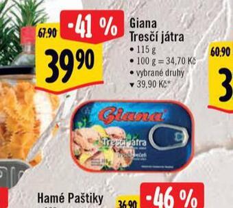 Albert Giana tresčí játra nabídka