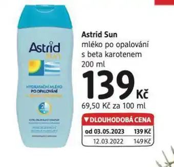 dm drogerie Astrid sun mléko po opalování nabídka