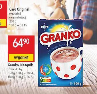 Globus Granko, nesquick nabídka