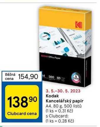 Tesco Kodak kancelářský papír a4. 80 g. 500 listů nabídka