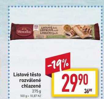 Billa Listové těsto rozválené chlazené 275 g nabídka