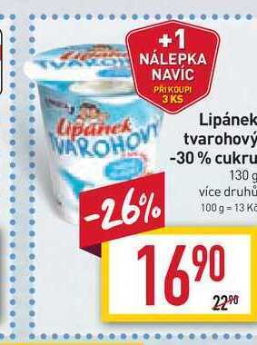 Billa Lipánek tvarohový -30% cukru 130 g nabídka