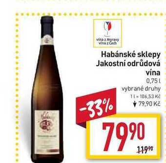 Billa Habánské sklepy jakostní odrůdová vína 0,75l nabídka