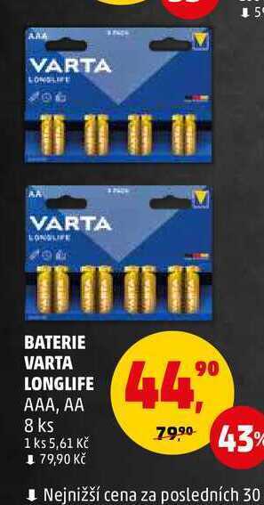 Penny Market Baterie varta longlife aaa, aa, 8 ks nabídka