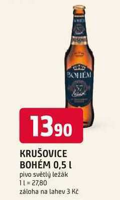 Krušovice bohém 0,5 1 pivo světlý ležák