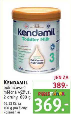 Rossmann Kendamil pokračovací mléčná výživa, 800 g nabídka