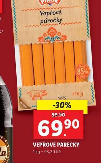 Lidl Vepřové párečky nabídka