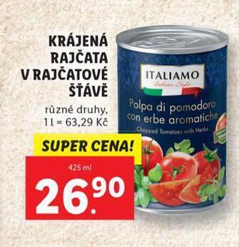 Lidl Krájená rajčata v rajčatové omáčce nabídka