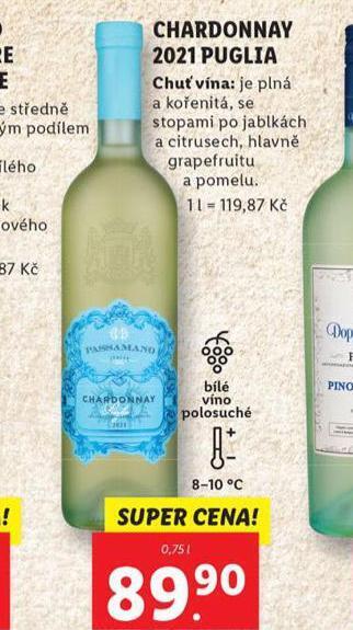Lidl Chardonnay 2021 puglia nabídka