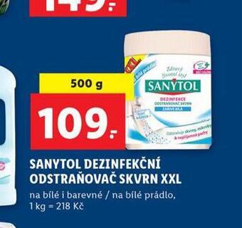 Lidl Sanytol dezinfekční odstraňovač skvrn xxl nabídka