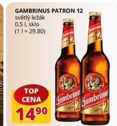 Flop Gambrinus patron 12 světlý ležák 0,5 l nabídka