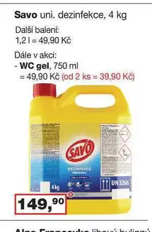 Ráj drogerie Savo original dezinfekční přípravek 4kg nabídka