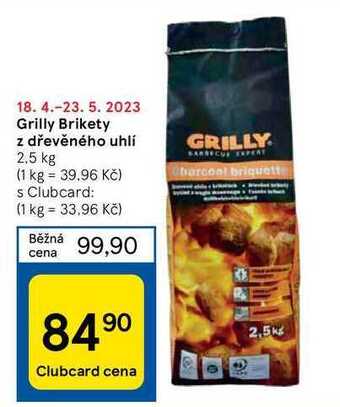 Tesco Grilly brikety z dřevěného uhlí 2,5 kg nabídka