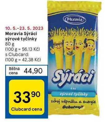 Tesco Moravia sýráci sýrové tyčinky 80 g nabídka