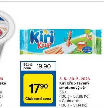 Tesco Kiri křup tavený smetanový sýr 35 g nabídka