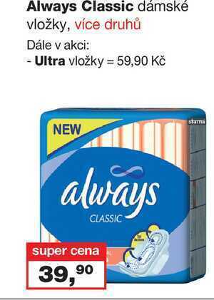 Barvy a laky drogerie Always classic dámské vložky, více druhů nabídka