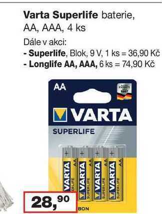 Barvy a laky drogerie Varta superlife baterie, aa, aaa, 4 ks nabídka