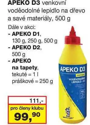 Barvy a laky drogerie Apeko d3 venkovní voděodolné lepidlo na dřevo a savé materiály, 500 g nabídka