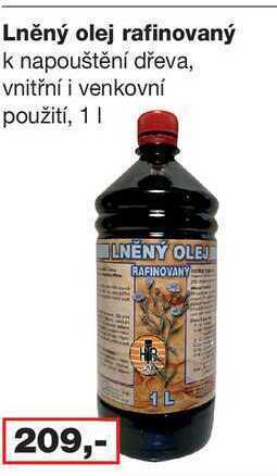 Barvy a laky drogerie Lněný olej rafinovaný k napouštění dřeva, vnitřní i venkovní použití, 1l nabídka