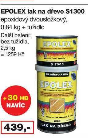 Barvy a laky drogerie Epolex lak na dřevo s1300 epoxidový dvousložkový, 0,84 kg + tužidlo nabídka