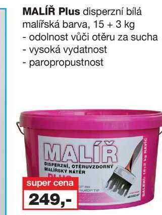 Malíř plus disperzní bílá malířská barva, 15 + 3 kg