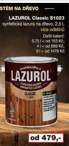 Barvy a laky drogerie Lazurol classic s1023 syntetická lazura na dřevo, 2,5 1, více odstínů nabídka