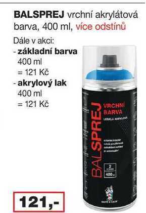 Barvy a laky drogerie Balsprej vrchní akrylátová barva, 400 ml, více odstínů nabídka